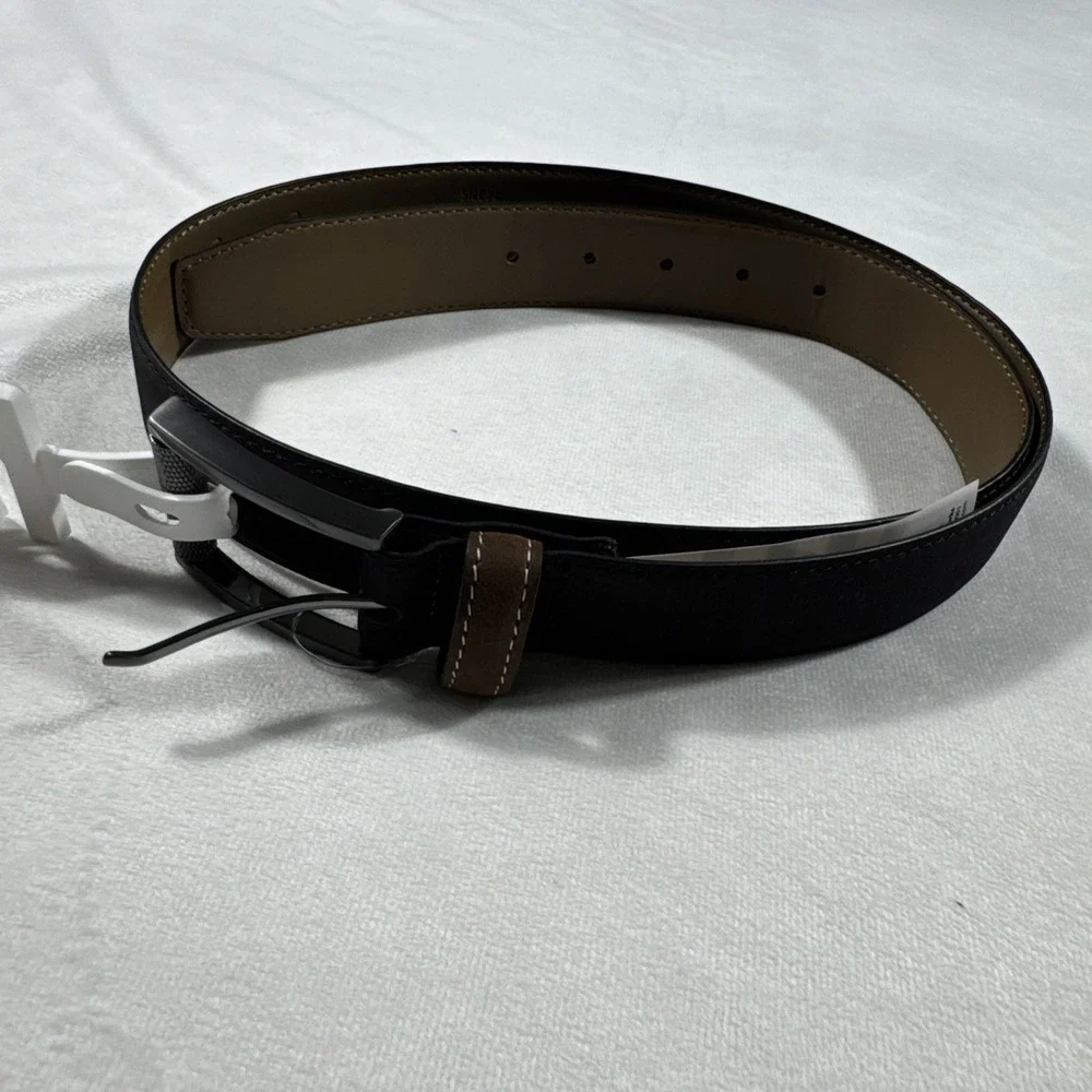 ROBERT GRAHAM Leather Belt Men's Size 38 Black Brown‎ Signature Ripaso RG304895